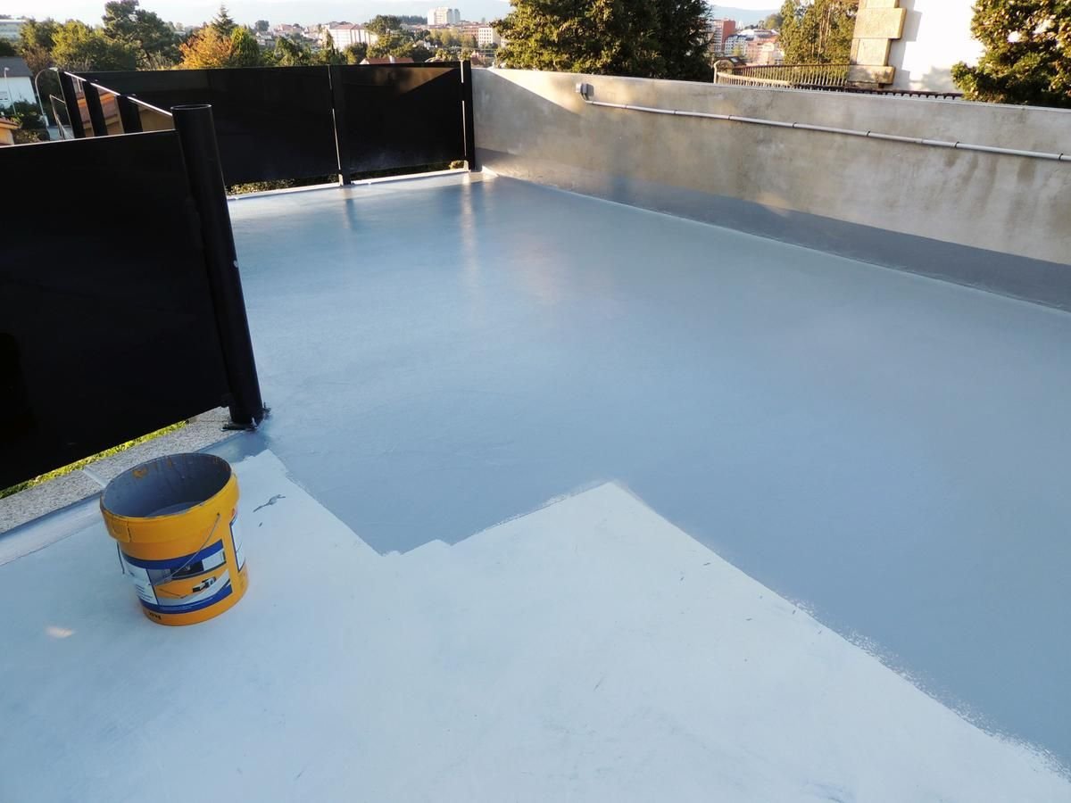 Acrylic waterproofing coating applied to a roof